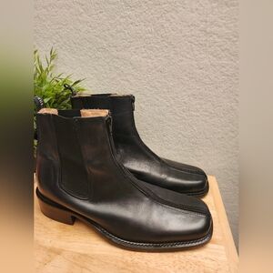 MOSCHINO Mens 11 EU 44‎ Vero Cuoio Classic Chelsea Captoe Navy Leather Boots